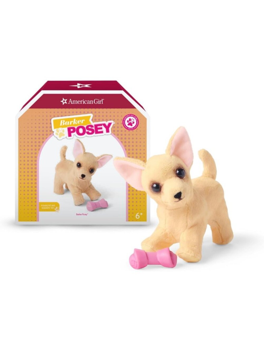 Tan Dog for 18-Inch Dolls - Barker Posey Pet with Accessories for Playtime Fun